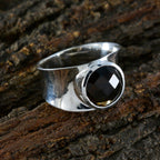 Smoky Quartz Solitaire French Silver Brown Gemstones Edgy Armor Band Jewellery