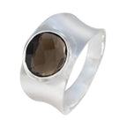 Smoky Quartz Solitaire French Silver Brown Gemstones Edgy Armor Band Jewellery