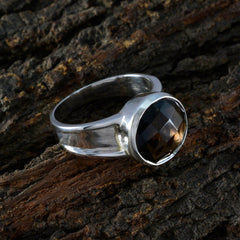 Smoky Quartz Solitaire Indian 925 Sterling Silver Brown Gemstones Versatile Feminine Ring Jewelry