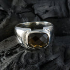 Smoky Quartz Solitaire African 925 Sterling Silver Brown Gems Essential  Modern Ring Jewelry