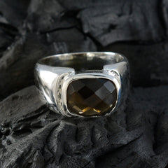 Smoky Quartz Solitaire African 925 Sterling Silver Brown Gems Essential  Modern Ring Jewelry