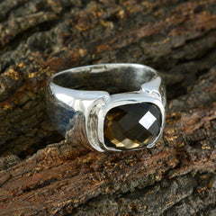 Smoky Quartz Solitaire African 925 Sterling Silver Brown Gems Essential  Modern Ring Jewelry