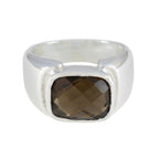 Smoky Quartz Solitaire African 925 Sterling Silver Brown Gems Essential  Modern Ring Jewelry