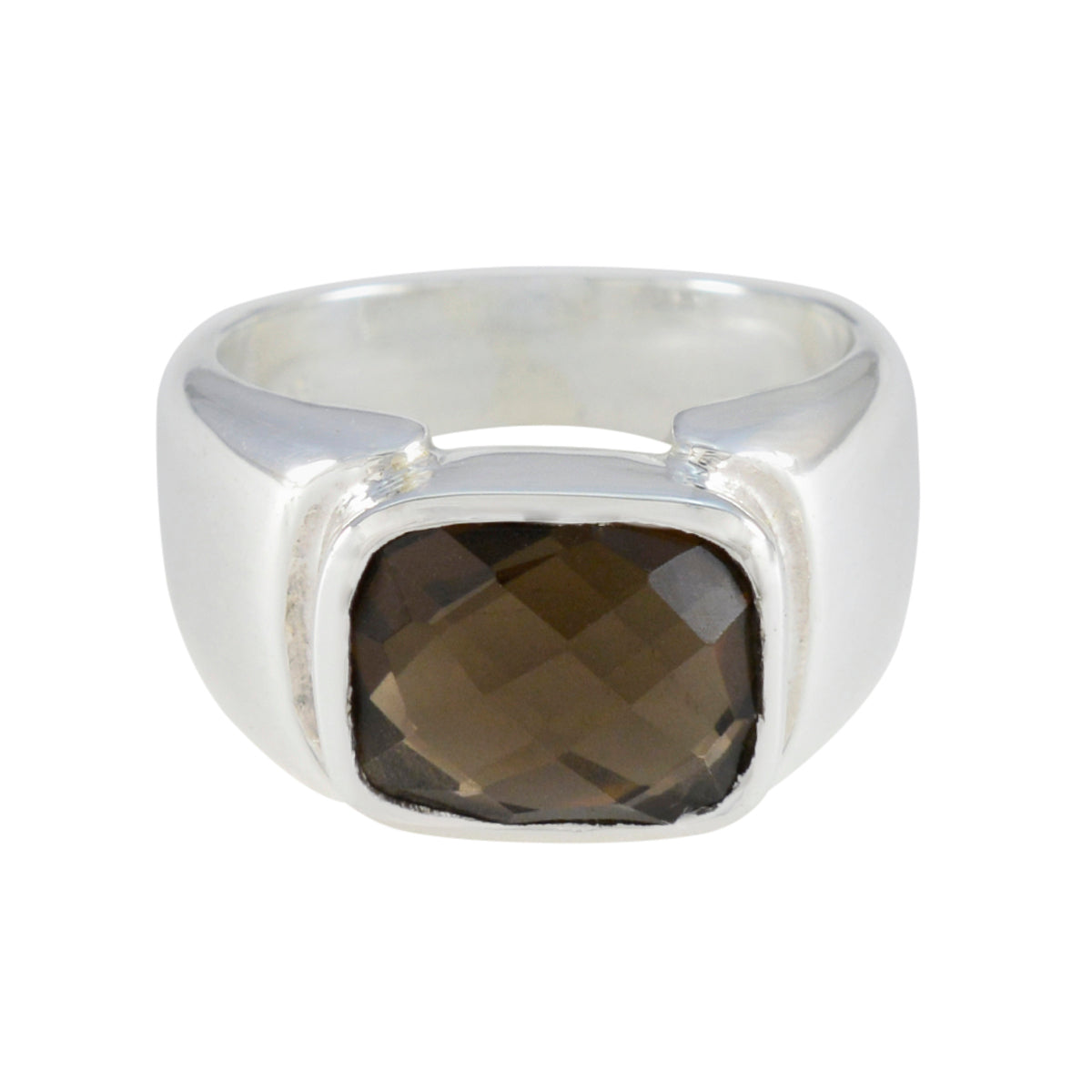 Smoky Quartz Solitaire African 925 Sterling Silver Brown Gems Essential  Modern Ring Jewelry