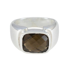 Smoky Quartz Solitaire African 925 Sterling Silver Brown Gems Essential  Modern Ring Jewelry