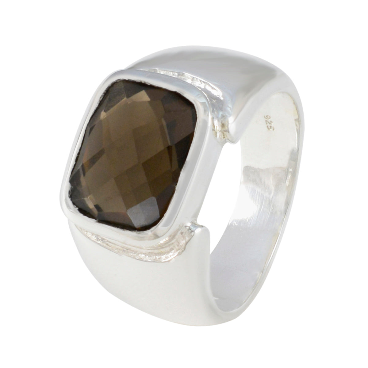 Rökkvarts Solitaire Afrikansk 925 Sterling Silver Bruna Ädelstenar Essential Modern Ring Smycken Sekundär produktbild