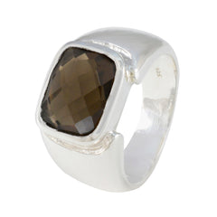 Smoky Quartz Solitaire African 925 Sterling Silver Brown Gems Essential  Modern Ring Jewelry