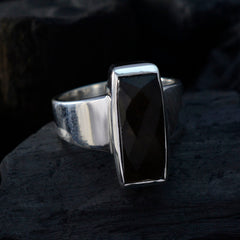 Smoky Quartz Solitaire Moroccan 92.5 Silver Brown Gemstone Eye catching Abstract Ring Jewelry