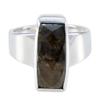 Smoky Quartz Solitaire Moroccan 92.5 Silver Brown Gemstone Eye catching Abstract Ring Jewelry