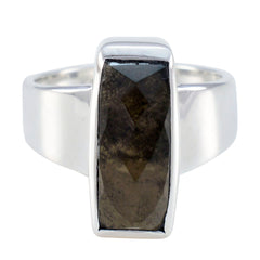 Smoky Quartz Solitaire Moroccan 92.5 Silver Brown Gemstone Eye catching Abstract Ring Jewelry