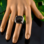 Smoky Quartz Solitaire Italian Sterling Silver Brown Gemstones Chunky Traditional Ring Jewellery