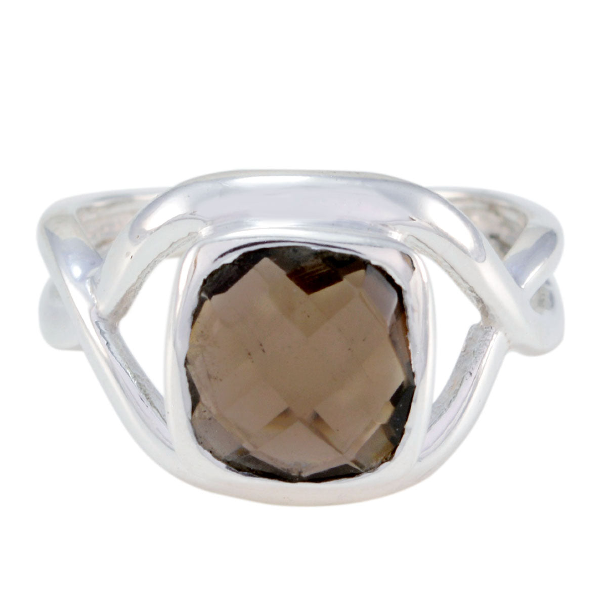 smoky quartz Solitaire Russian 925 Silver Brown Gems Classic Romantic Ring Jewelry Main image