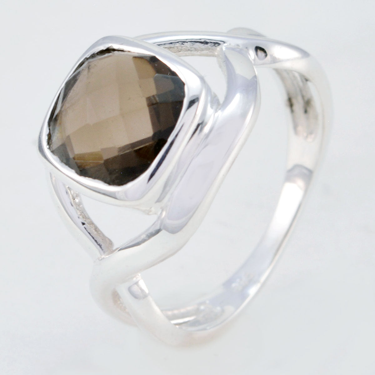 smoky quartz Solitaire Russian 925 Silver Brown Gems Classic Romantic Ring Jewelry Secondary image
