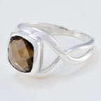 smoky quartz Solitaire Russian 925 Silver Brown Gems Classic Romantic Ring Jewelry