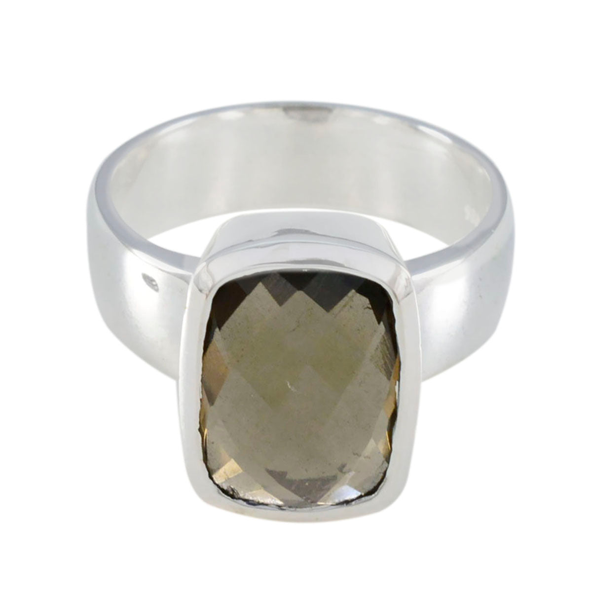 Rauchquarz Solitär Französisch 925 Sterling Silber Braun Edelstein Vielseitiger moderner Ring Schmuck メイン画像