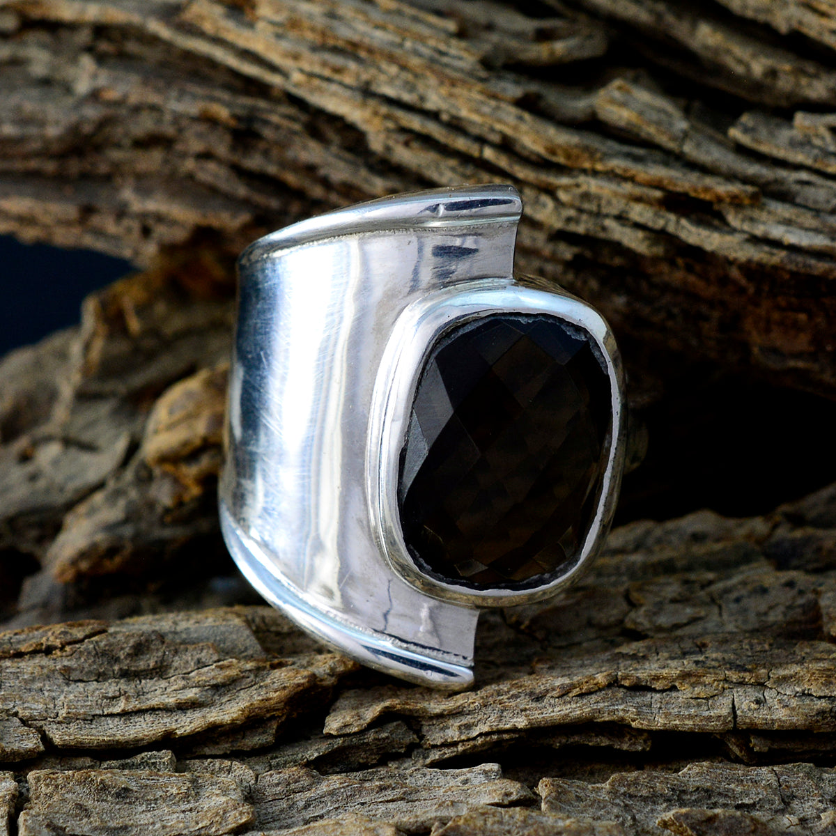 smoky quartz Solitaire African 925 Silver Brown Gemstones Versatile Armor Ring Jewellery
