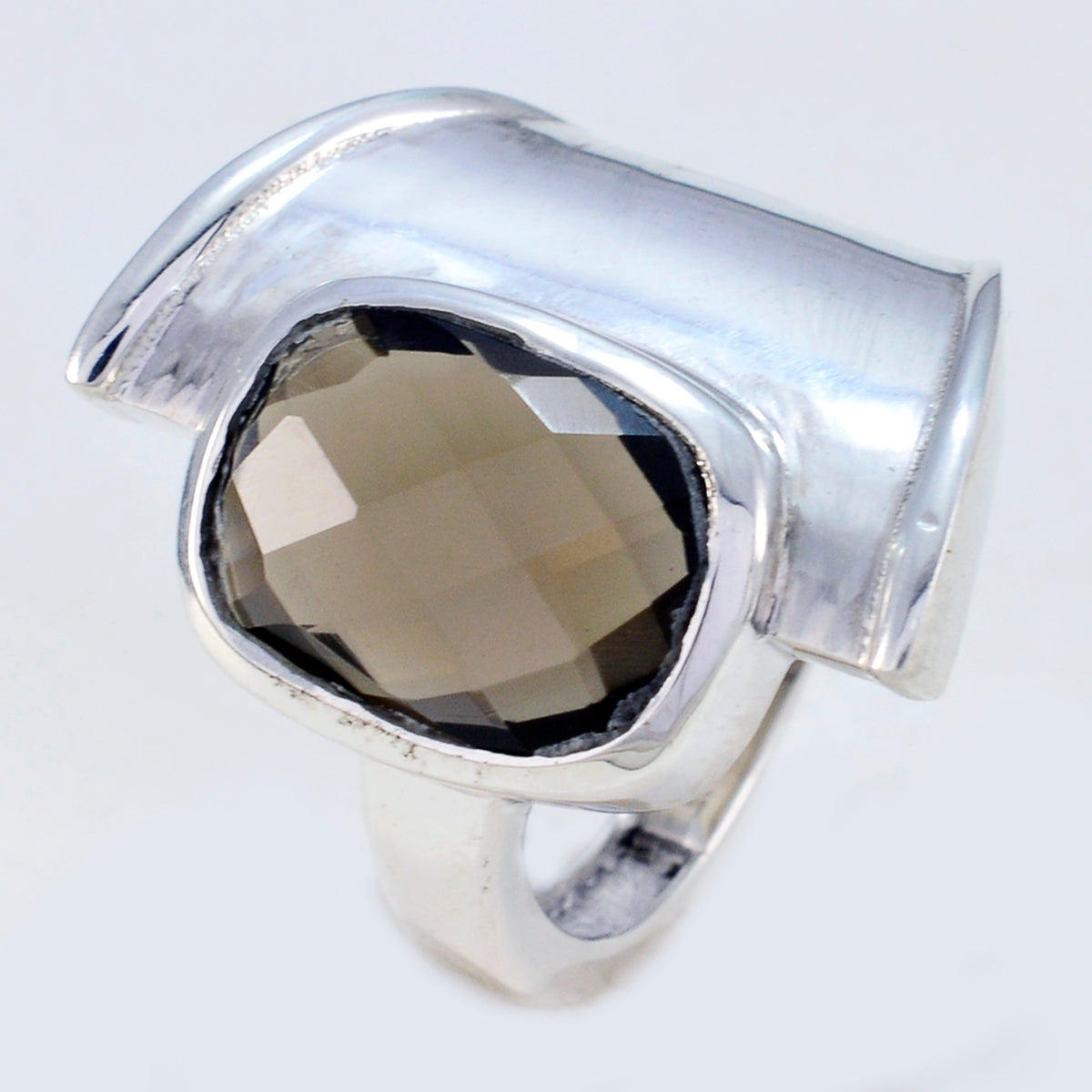 rökkvarts Solitaire Afrikansk 925 Silver Bruna Ädelstenar Mångsidig Rustning Ring Smycken Sekundär produktbild