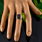 Smoky Quartz Solitaire Indian Silver Brown Gemstone Mid weight Sophisticated Ring Jewelry