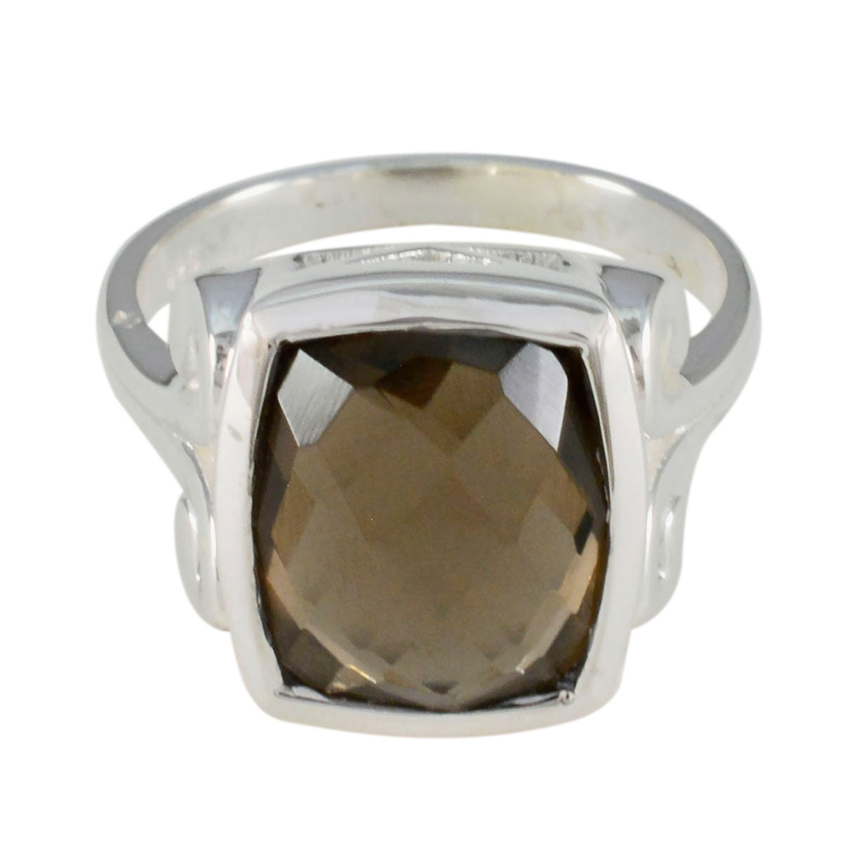 Smoky Quartz Solitaire Indian Silver Brown Gemstone Mid weight Sophisticated Ring Jewelry
