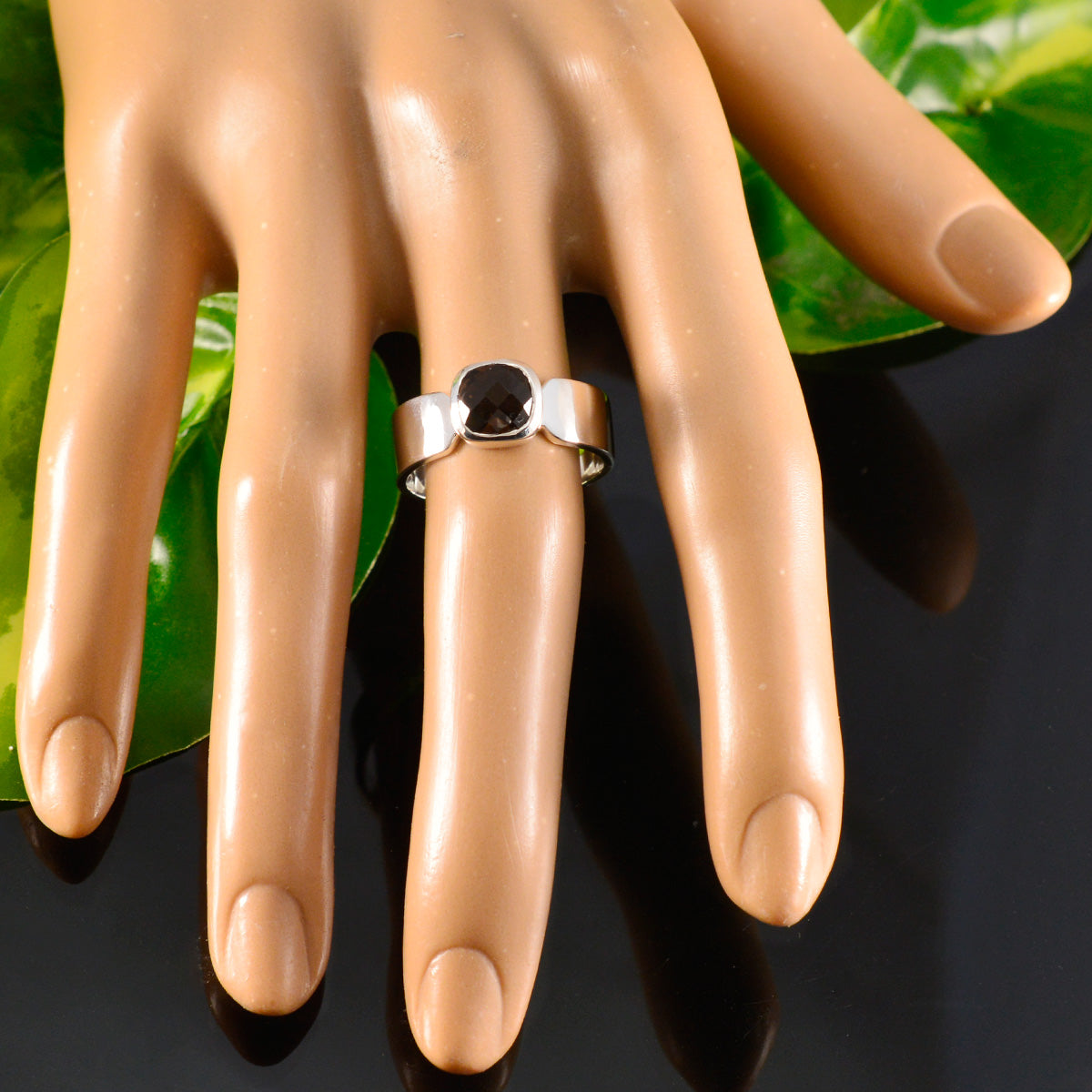 Smoky Quartz Solitaire Egyptian 925 Sterling Silver Brown Gems Classic Contemporary Ring Jewelry