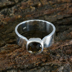 Smoky Quartz Solitaire Egyptian 925 Sterling Silver Brown Gems Classic Contemporary Ring Jewelry