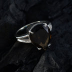 smoky quartz Solitaire Russian 925 Sterling Silver Brown Gems Versatile Sophisticated Ring Jewellery