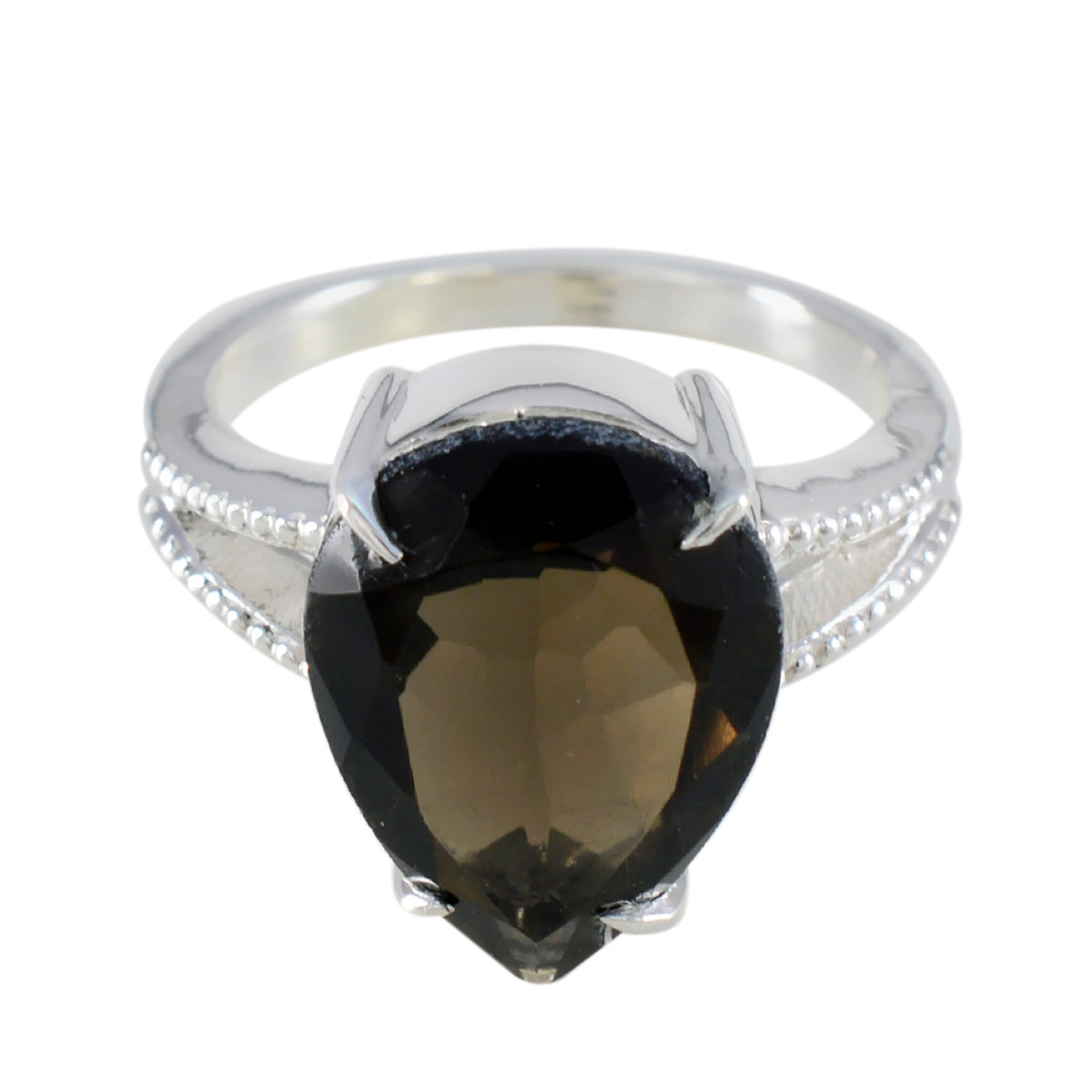 smoky quartz Solitaire Russian 925 Sterling Silver Brown Gems Versatile Sophisticated Ring Jewellery