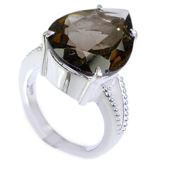 smoky quartz Solitaire Russian 925 Sterling Silver Brown Gems Versatile Sophisticated Ring Jewellery