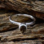 Smoky Quartz Solitaire Turkish 925 Sterling Silver Brown Gemstones Dainty Fairytale Ring Jewelry