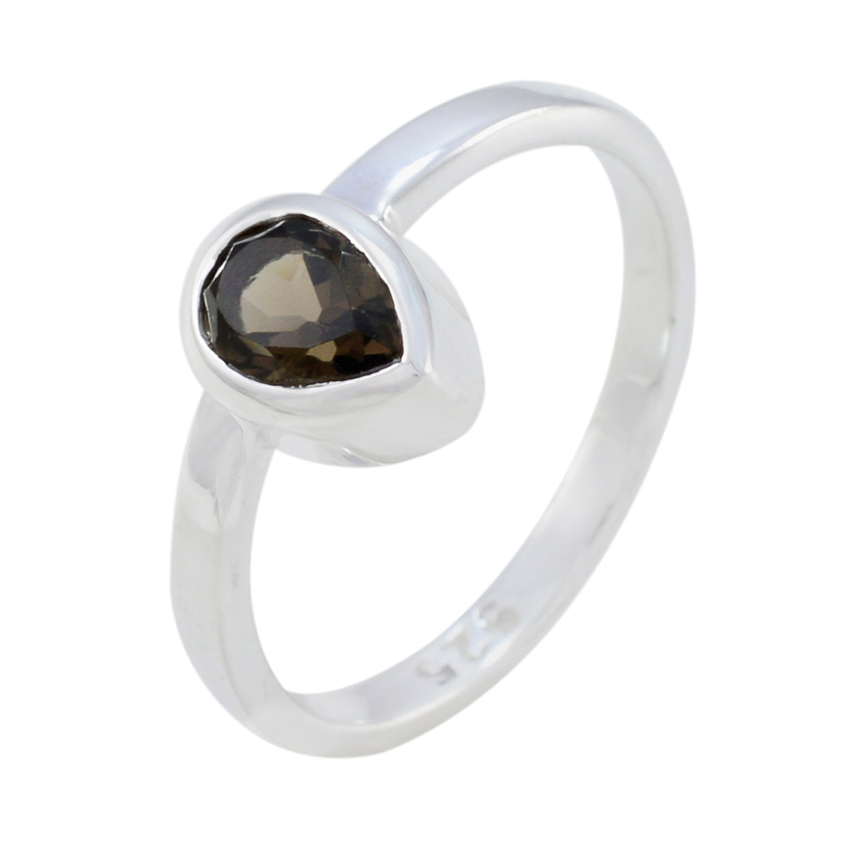 Smoky Quartz Solitaire Turkish 925 Sterling Silver Brown Gemstones Dainty Fairytale Ring Jewelry