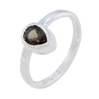 Smoky Quartz Solitaire Turkish 925 Sterling Silver Brown Gemstones Dainty Fairytale Ring Jewelry