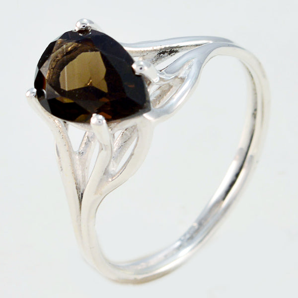 smoky quartz Solitaire Turkish Silver Brown Gems Delicate propsel Ring Jewellery