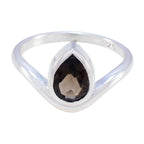 smoky quartz Solitaire French Sterling Silver Brown Gems Slim Fairytale Ring Jewellery