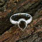 Smoky Quartz Solitaire Indian Silver Brown Gems Featherlight Graceful Ring Jewelry