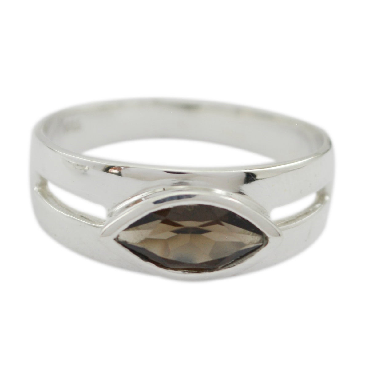 smoky quartz Solitaire Egyptian Silver Brown Gemstone Slim Modern Ring Jewellery