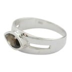 smoky quartz Solitaire Egyptian Silver Brown Gemstone Slim Modern Ring Jewellery