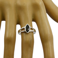 smoky quartz Solitaire Korean 925 Sterling Silver Brown Gemstones Dainty Geometric Ring Jewellery
