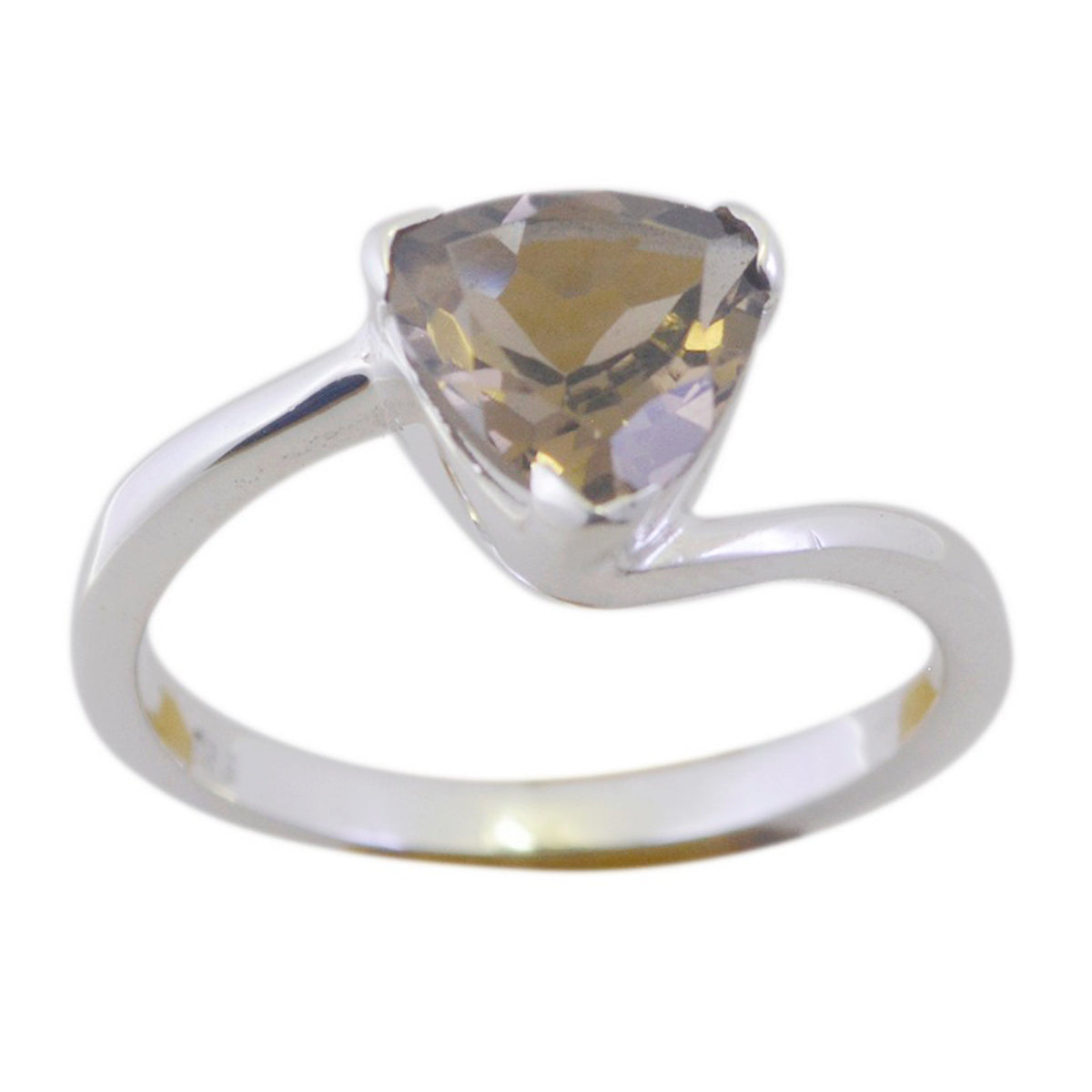 smoky quartz Solitaire Russian 925 Sterling Silver Brown Gemstone Dainty Geometric Ring Jewellery Huvudsaklig produktbild