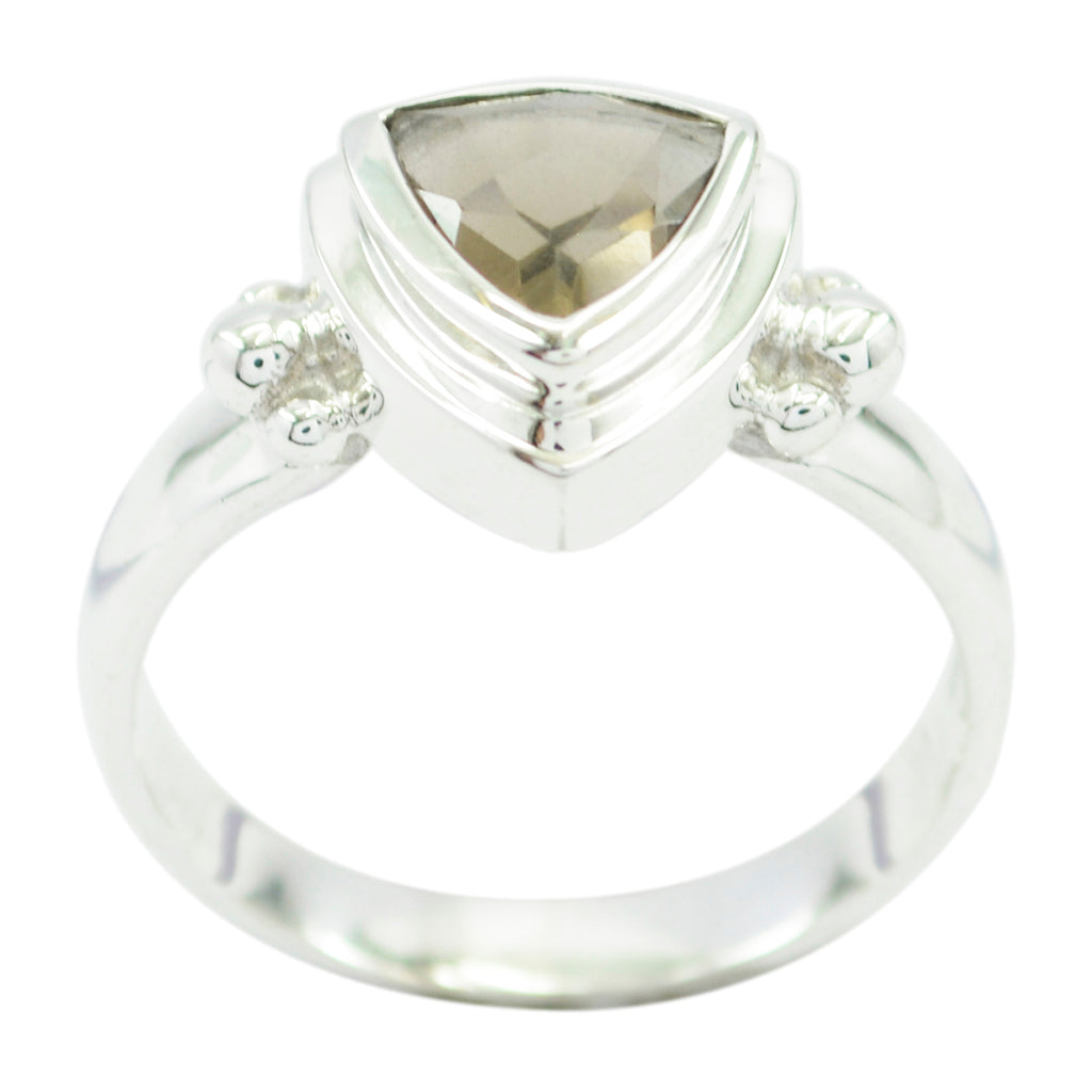 smoky quartz Solitaire Turkish 92.5 Silver Brown Gems Slim Heritage Ring Jewelry