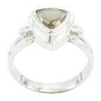 smoky quartz Solitaire Turkish 92.5 Silver Brown Gems Slim Heritage Ring Jewelry
