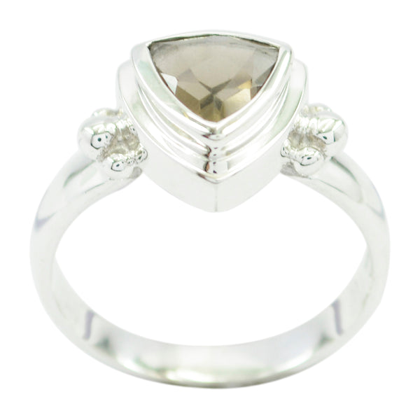 smoky quartz Solitaire Turkish 92.5 Silver Brown Gems Slim Heritage Ring Jewelry
