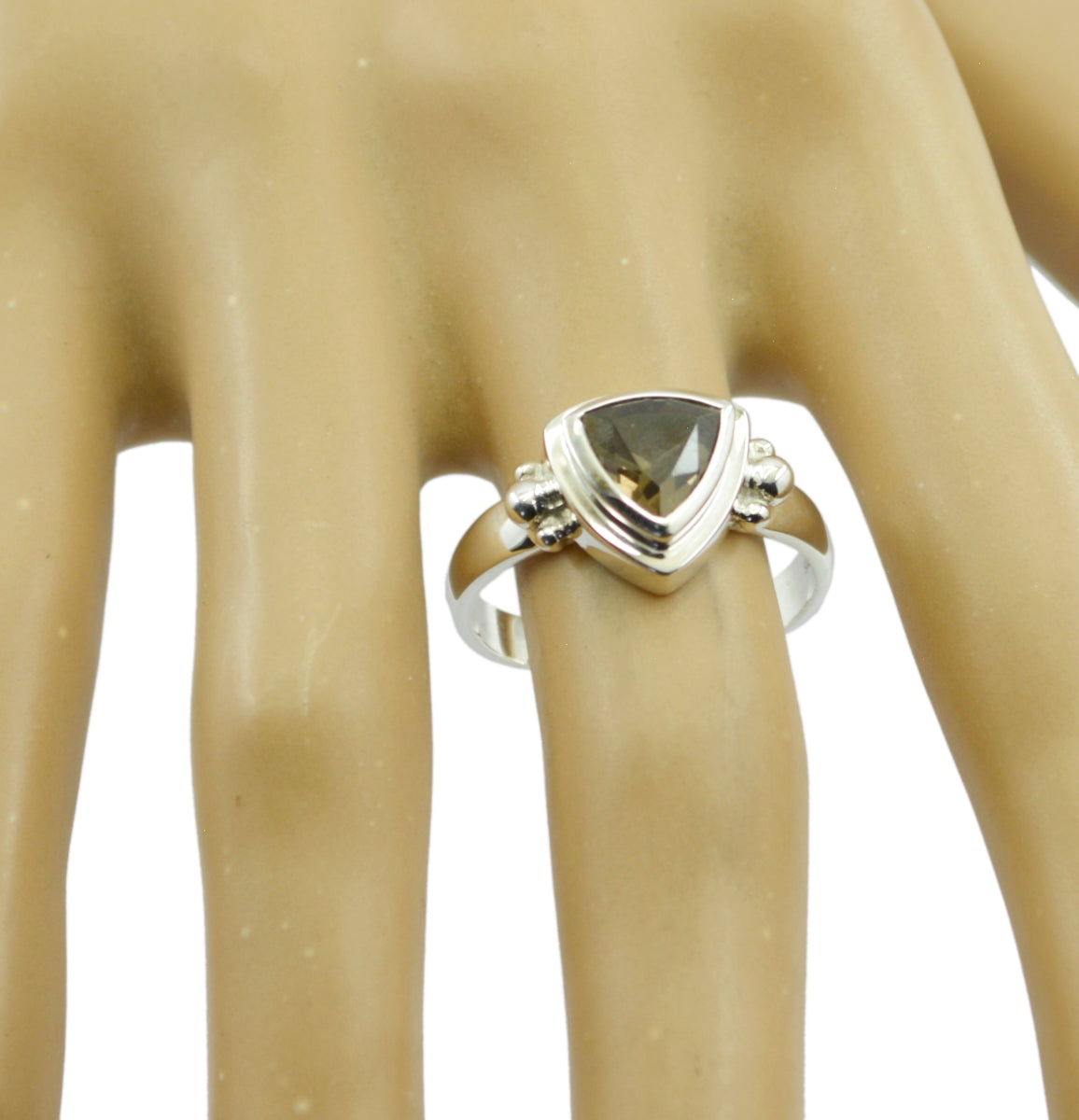 smoky quartz Solitaire Turkish 92.5 Silver Brown Gems Slim Heritage Ring Jewelry