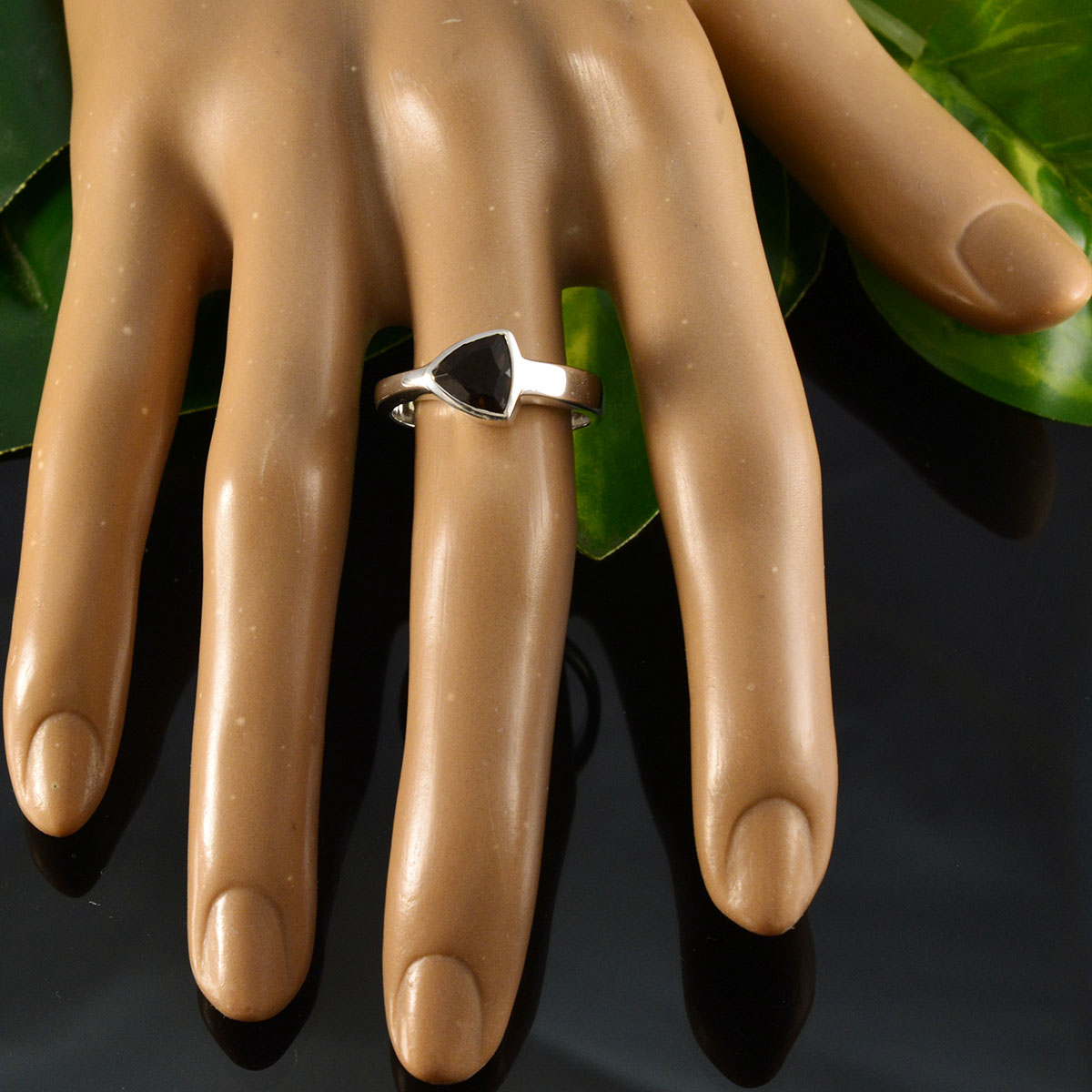 Smoky Quartz Solitaire Turkish Silver Brown Gemstones Tiny Artisan Ring Jewellery