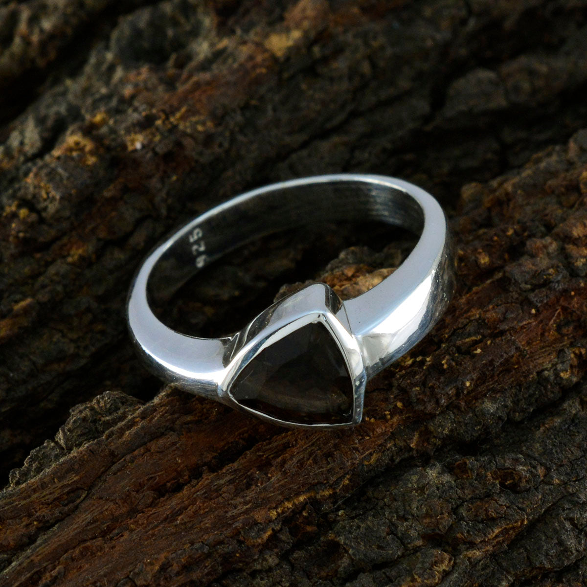 Smoky Quartz Solitaire Turkish Silver Brown Gemstones Tiny Artisan Ring Jewellery