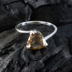 Smoky Quartz Solitaire Russian Sterling Silver Brown Gems Delicate Boho Ring Jewelry