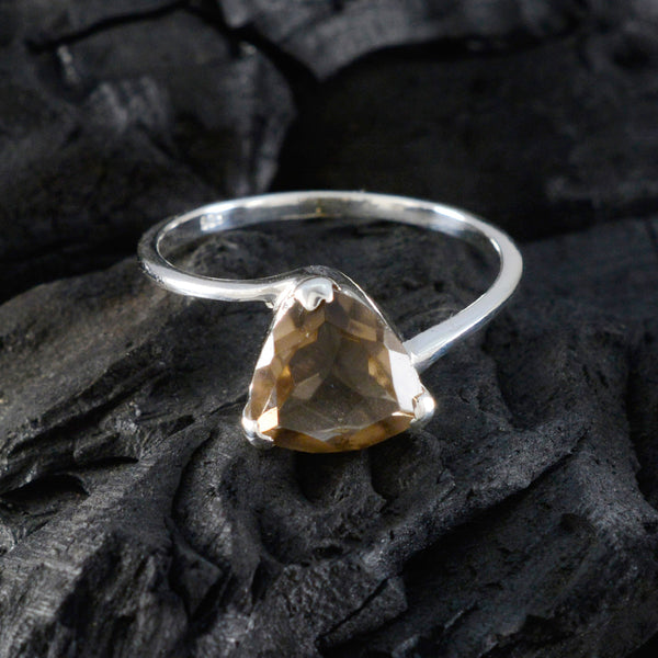 Smoky Quartz Solitaire Russian Sterling Silver Brown Gems Delicate Boho Ring Jewelry
