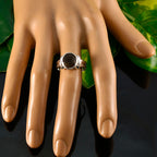 Smoky Quartz Solitaire German Silver Brown Gems Tiny Boho Ring Jewelry