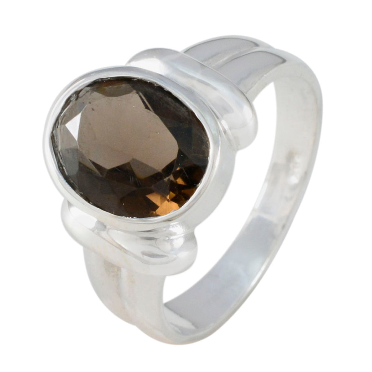 Smoky Quartz Solitaire German Silver Brown Gems Tiny Boho Ring Jewelry