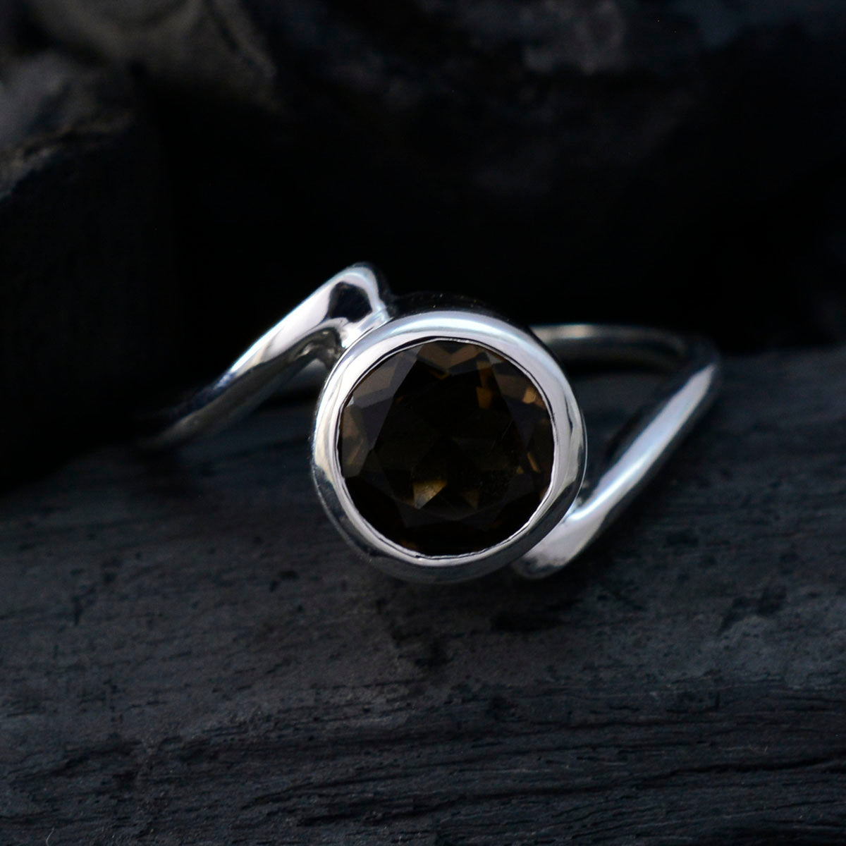 Smoky Quartz Solitaire African 925 Silver Brown Gemstones Featherlight Artisan Ring Jewelry