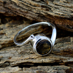 Smoky Quartz Solitaire African 925 Silver Brown Gemstones Featherlight Artisan Ring Jewelry
